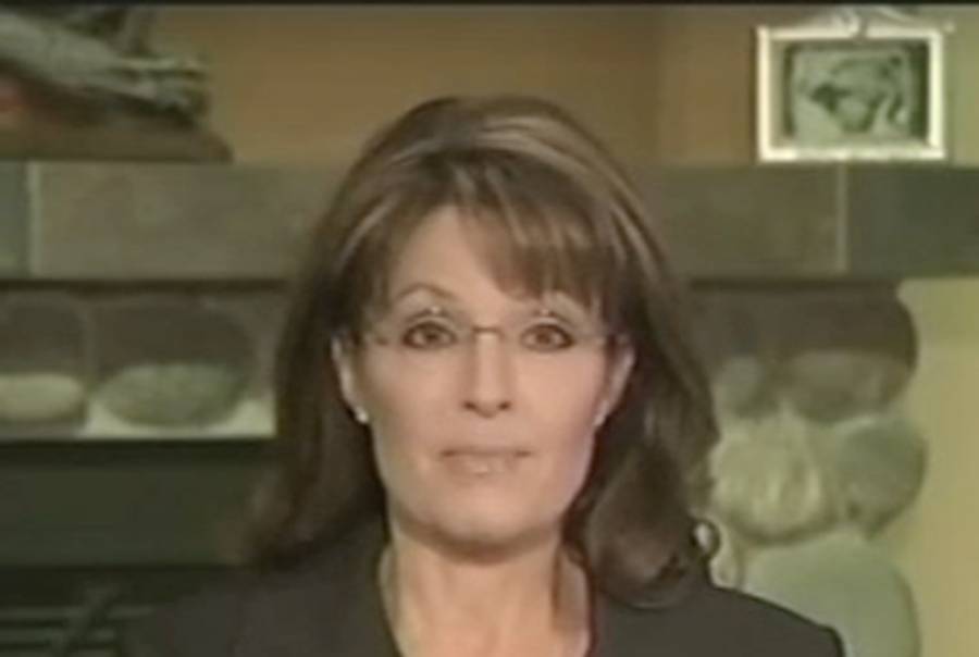Sarah Palin apologizing for defending her use of ‘blood libel.’(Fox/Politico)