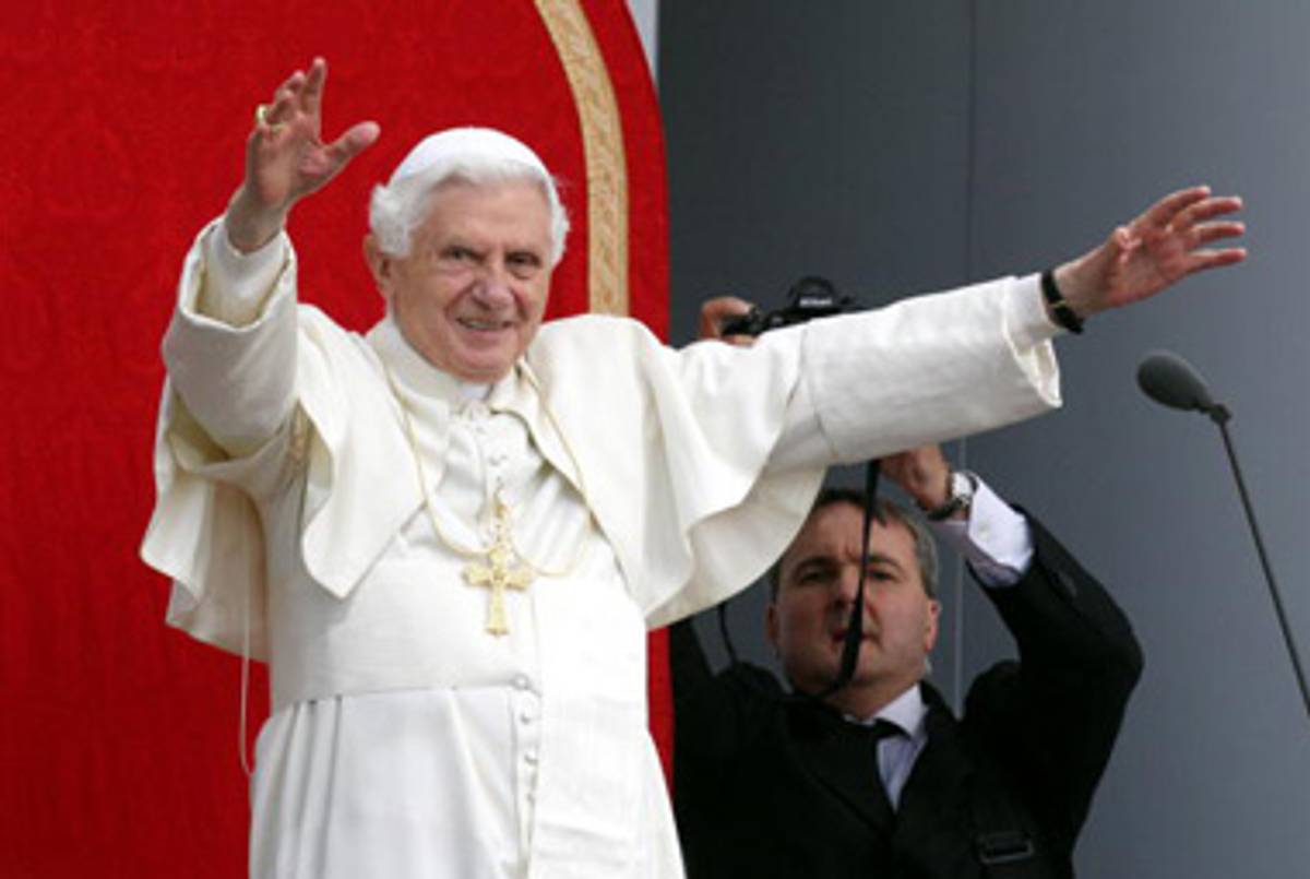 Pope Benedict XVI earlier today.(Steve Parsons - WPA Pool/Getty Images)
