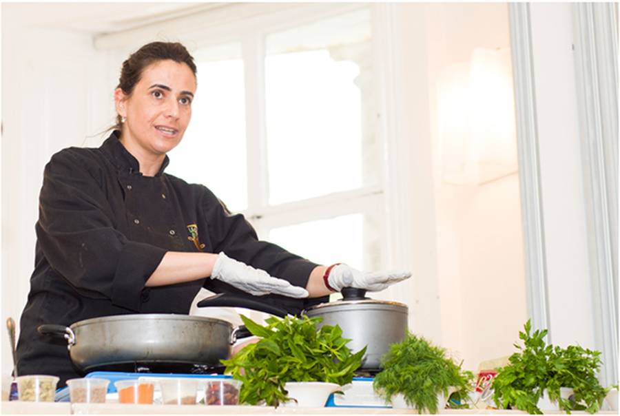 Chef Silvia Nacamulli leads a Gefiltefest session at the London Jewish Cultural Centre. (Gefiltefest)