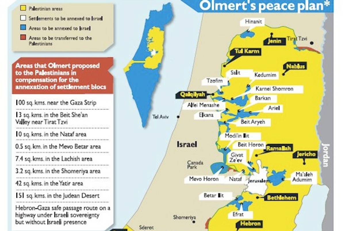 Former Israeli Prime Minister Ehud Olmert's 2008 Peace Plan That Included E-1(Twitter)