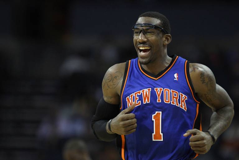 NOVEMBER 24: Amare Stoudemire #1 of the New York Knicks reacts during his game against the Charlotte Bobcats at Time Warner Cable Arena on November 24, 2010 in Charlotte, North Carolina.(Streeter Lecka/Getty Images)
