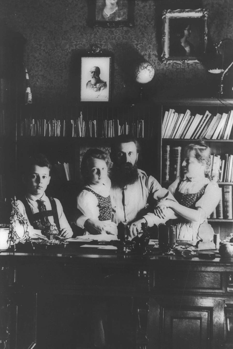 Theodor Herzl with his children in his Vienna study, 1897