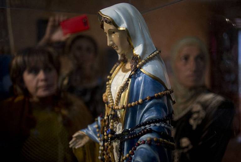 Weeping Virgin Mary statue in Tarshiha, Israel. (AP)