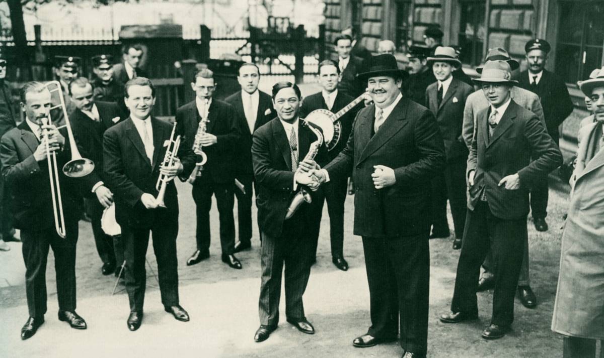 Billie Wilder, second from right, with Paul Whiteman and his band, 1926