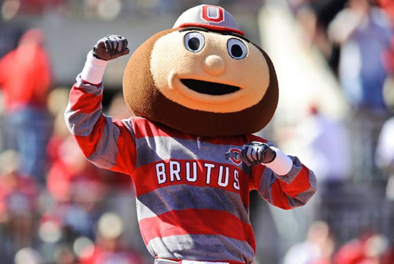 Brutus Buckeye, the Ohio State University mascot.(Jamie Sabau/Getty Images)