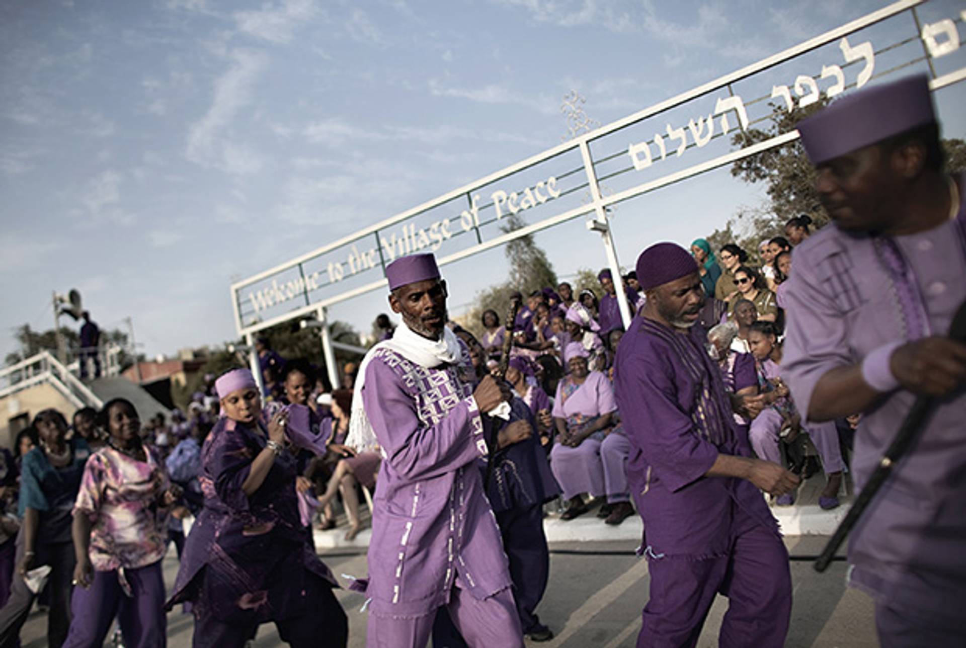 Members of the Hebrew Israelite community dance in Dimona during the Passover celebrations to mark the anniversary of their arrival in Israel.