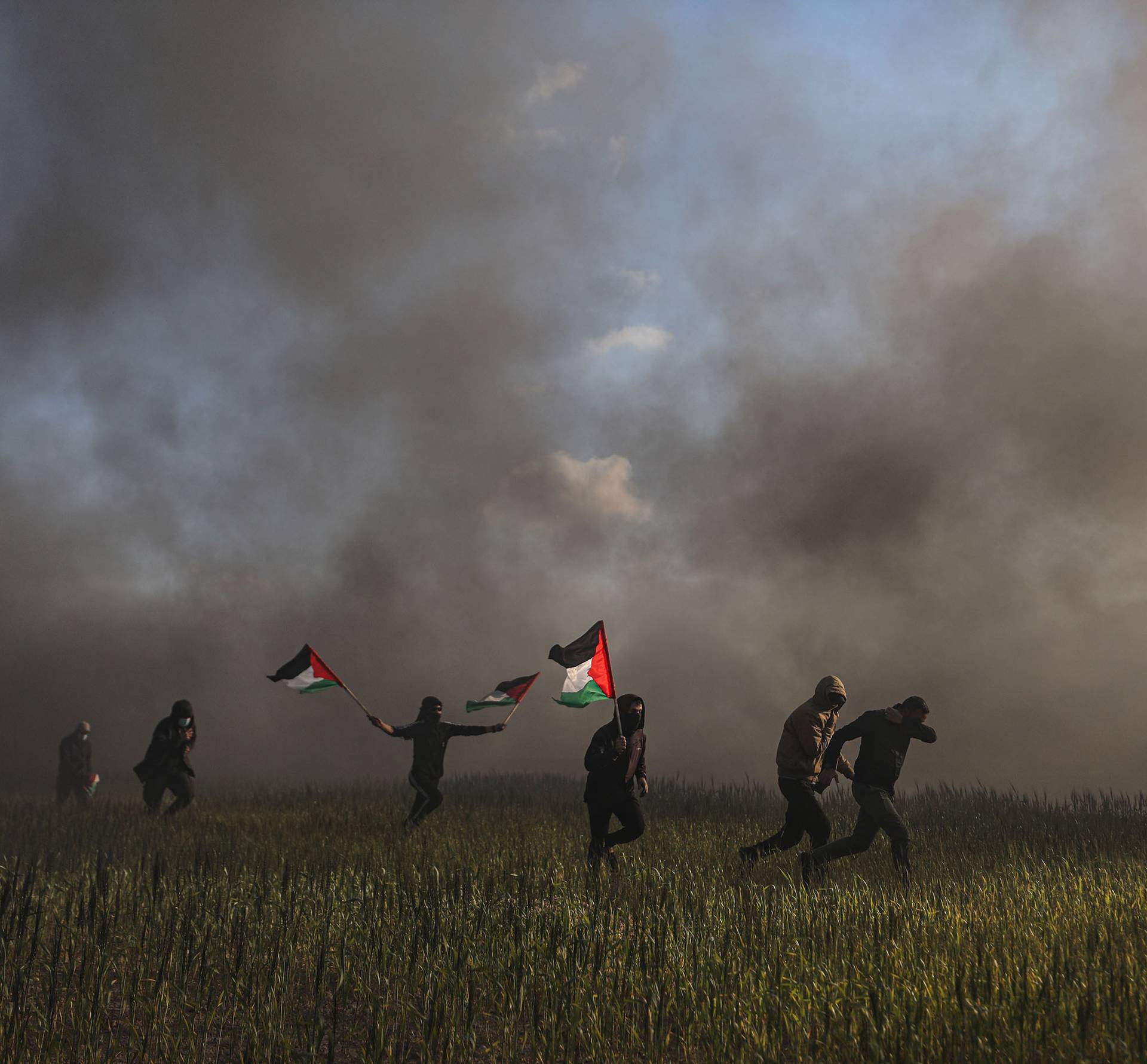 Palestinians gather on the Israeli border in Gaza City on Feb. 22, 2023