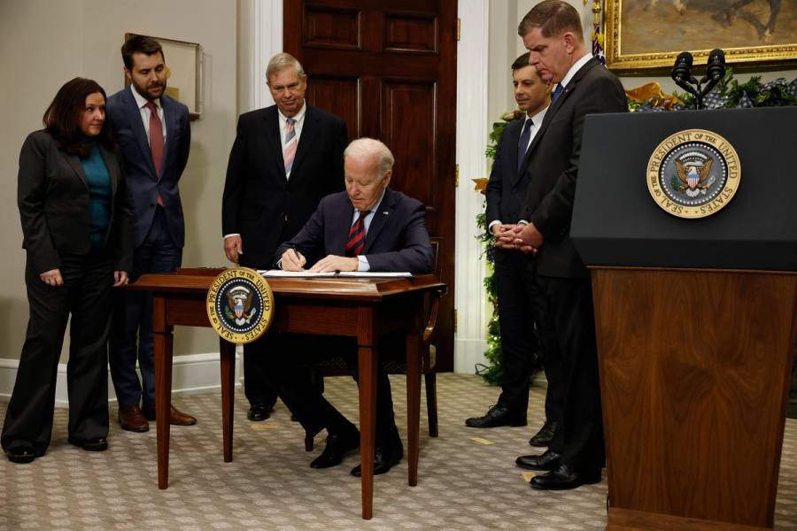 President Biden signs bipartisan legislation earlier this month overriding the will of America's rail workers