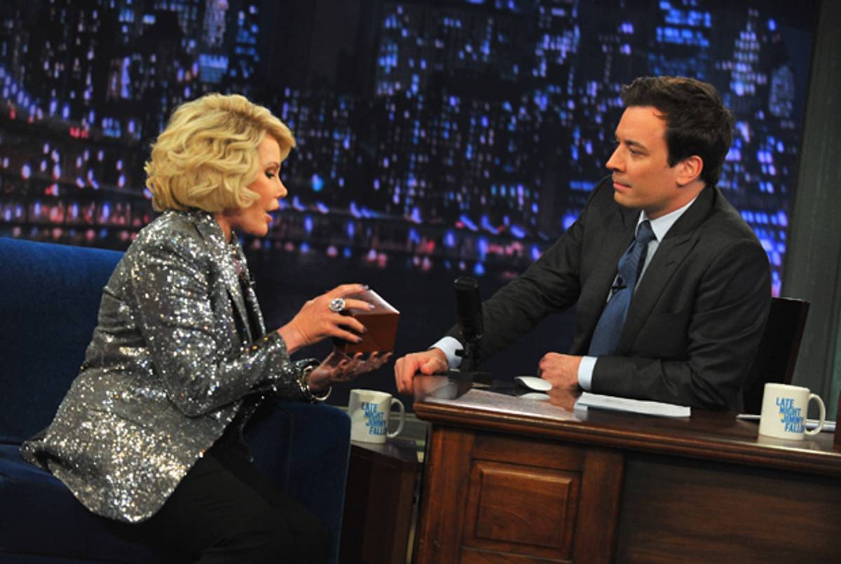 Joan Rivers visits 'Late Night With Jimmy Fallon' on February 15, 2013 in New York City.(Theo Wargo/Getty Images)