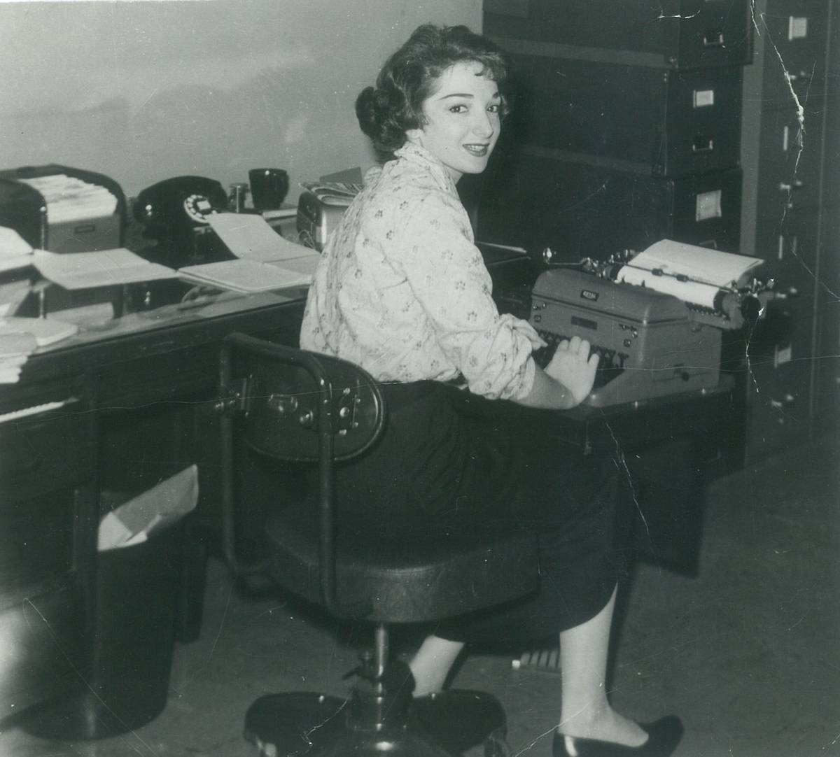 The author's mother at 20 as a secretary at the Merchandise Mart in Chicago