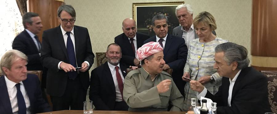 The author with President Masoud Barzani in the voting office for the referendum of Kurdish self-determination.