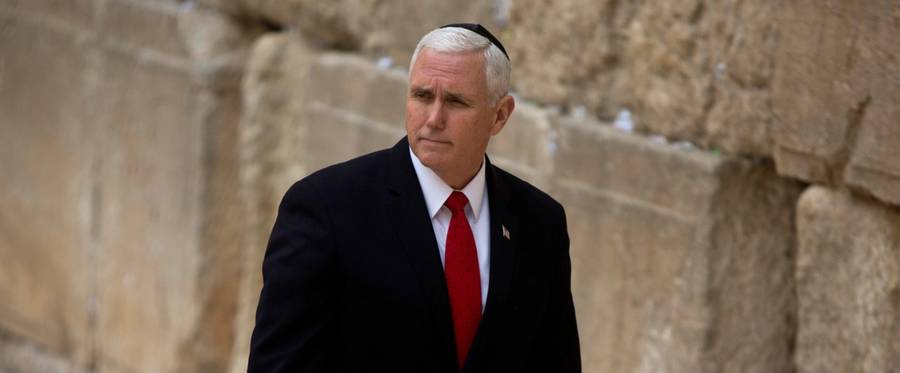 Vice President Mike Pence is seen during a visit in the Western Wall on January 23, 2018 in Jerusalem.