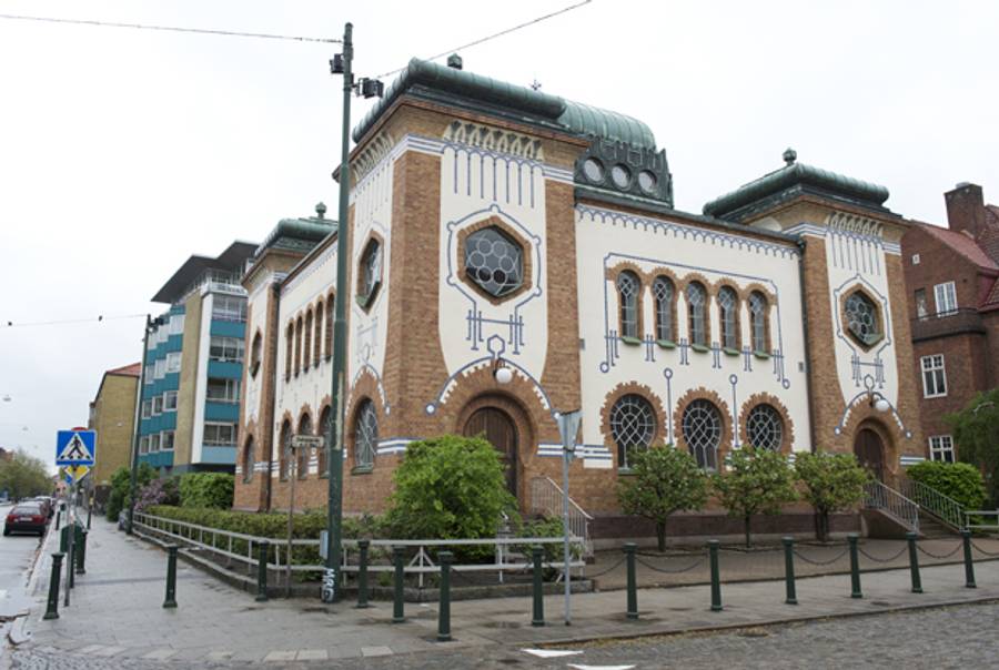 Synagogue in Malmo, Sweden, where two teens were recently arrested for attempting to break into the citys' Jewish community center. (JOHN MACDOUGALL/AFP/Getty Images)