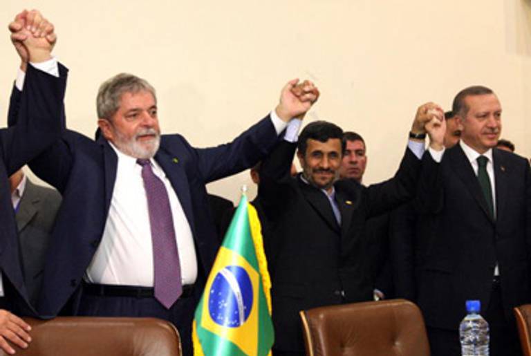 The leaders of, from left, Brazil, Iran, and Turkey.(Atta Kenare/AFP/Getty Images)