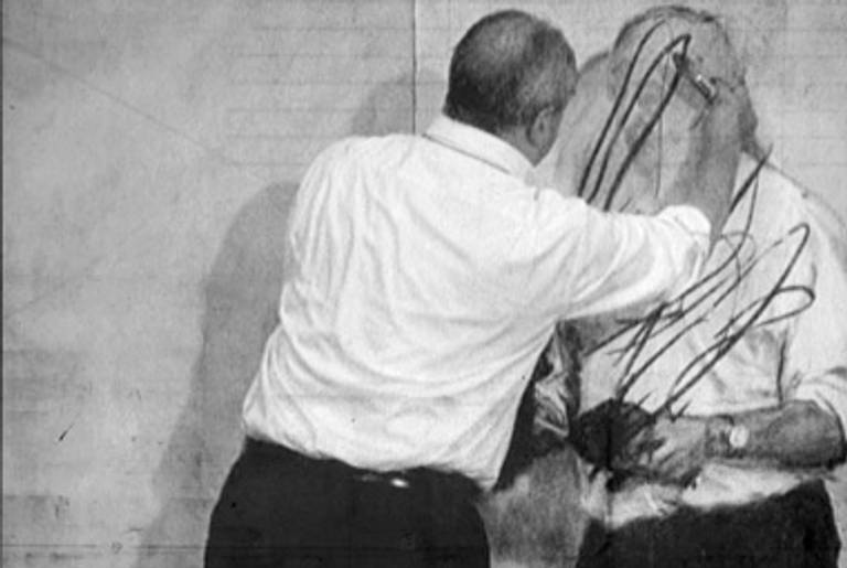 William Kentridge, Still from Invisible Mending from 7 Fragments for Georges Méliès, 2003.(Photo: John Hodgkiss, courtesy the artist, and the Museum of Modern Art)