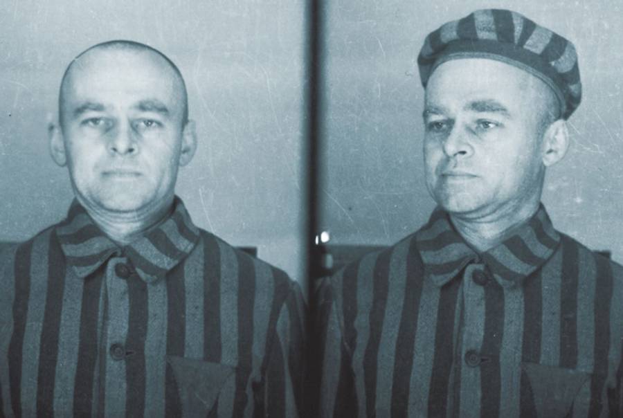Witold Pilecki’s official Auschwitz photo. “My number was 4859. The two thirteens (composed by the inner and outer digits) convinced my comrades that I would die; the numbers cheered me up.”