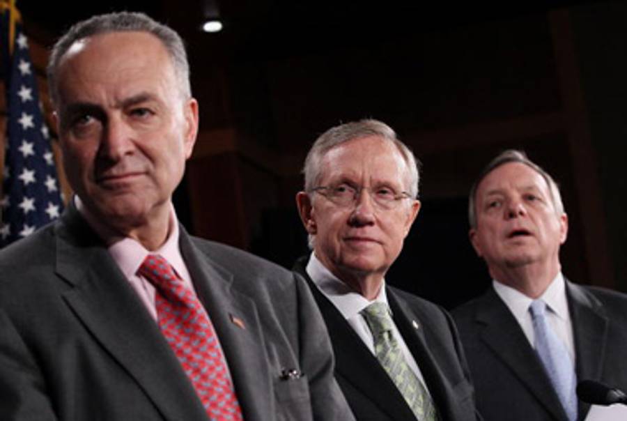 From left: Sens. Schumer, Reid, and Durbin.(Mark Wilson/Getty Images)