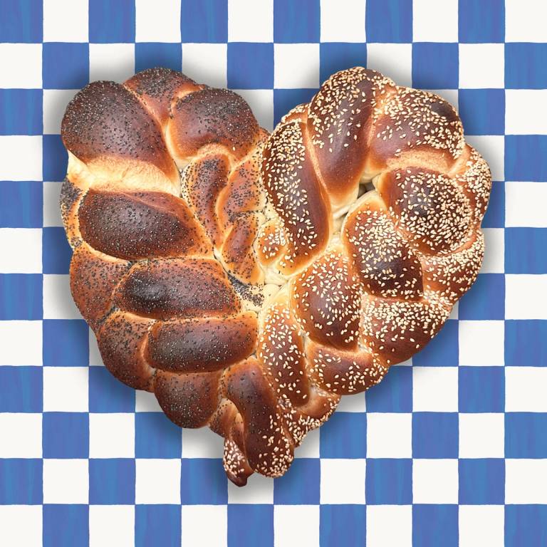 A heart-shaped challah from Breads Bakery in Manhattan