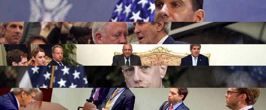 Obama/Kerry administration foreign policy officials now working for President Donald Trump: (from top) Brett McGurk, Tom Shannon, Yael Lempert (left), Michael Ratney, Chris Backemeyer (far right).
