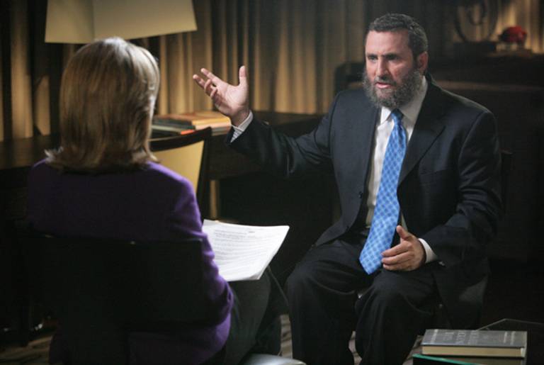 NBC News' Meredith Vieira interviews Rabbi Shmuley Boteach for Dateline NBC in September 2009.(Virginia Sherwood/NBC NewsWire/Getty Images)