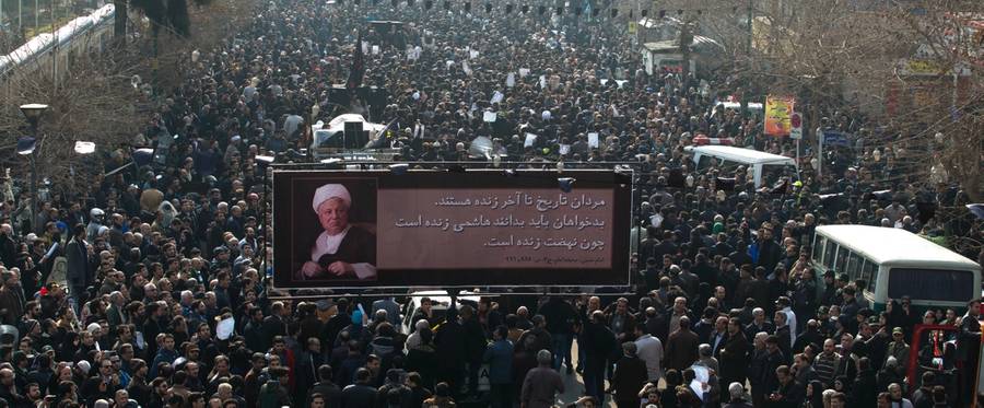Mourners attend the funeral of former Iranian President Akbar Hashemi Rafsanjanii, Tehran, Iran, January 10, 2017. 