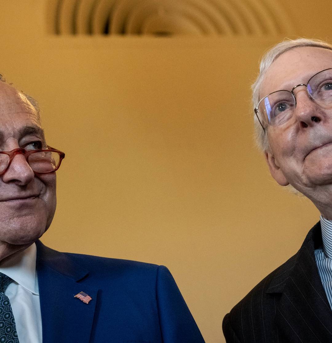 Senate Majority Leader Chuck Schumer and Senate Minority Leader Mitch McConnell at the U.S. Capitol, July 2023