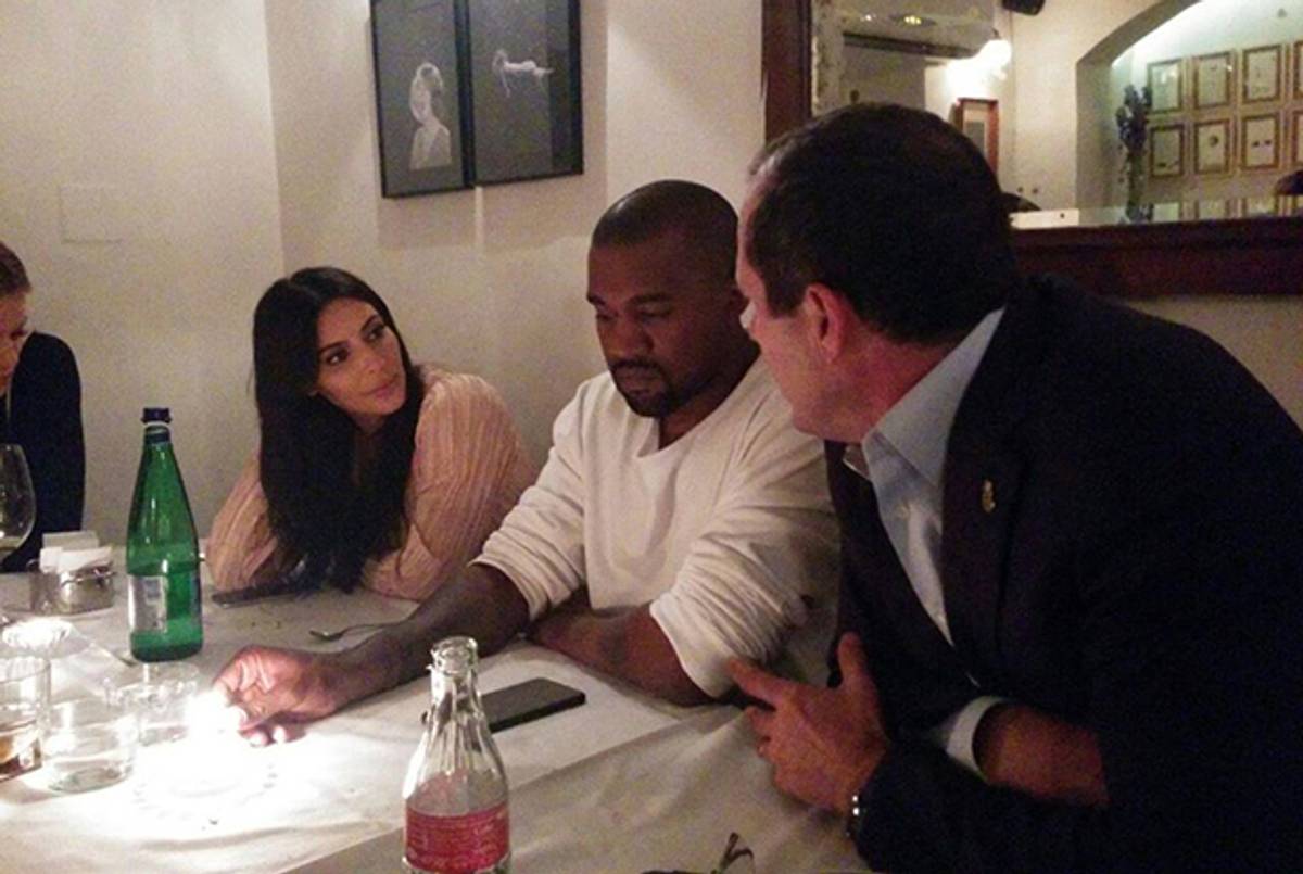 Kim Kardashian and Kanye West dine with Jerusalem Mayor Nir Barkat on April 14, 2015. (Facebook)