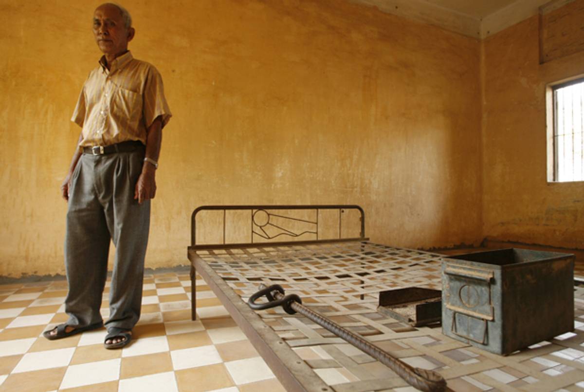 Chum Mey, one of the last survivors of Tuol Sleng, pictured in the museum that now exists on the site of the former Khmer Rouge prison in Phnom Penh, in 2007. (Patrick AVENTURIER/Gamma-Rapho via Getty Images)