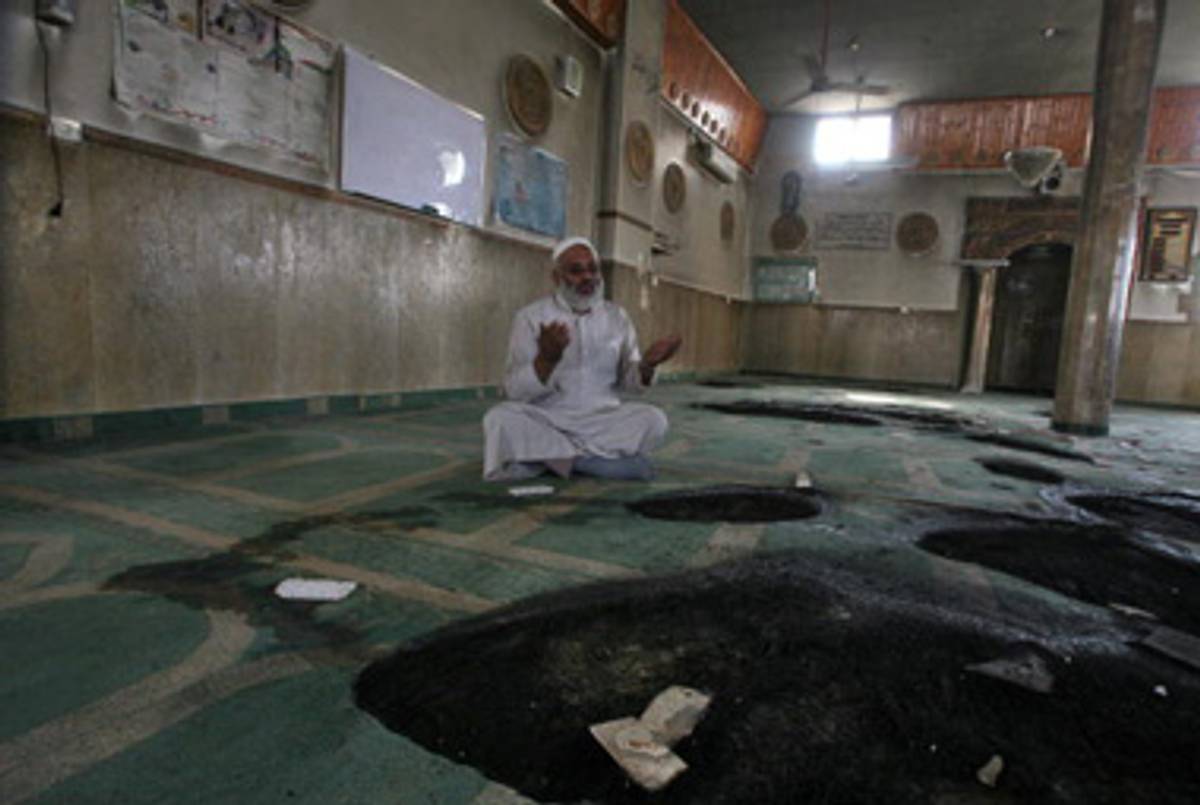 The mosque yesterday.(Musa Al-Shaer/AFP/Getty Images)