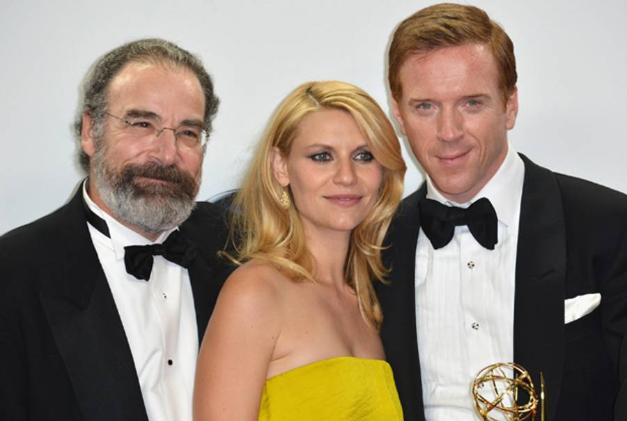 Actors Mandy Patinkin, Claire Danes and Damian Lewis pose in the 64th Annual Emmy Awards press room at Nokia Theatre L.A. Live on September 23, 2012 in Los Angeles, California.(Alberto E. Rodriguez/Getty Images)