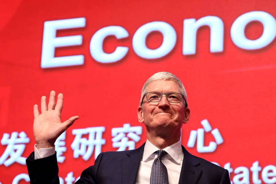 Apple CEO Tim Cook at the Economic Summit held for the China Development Forum in Beijing, 2019