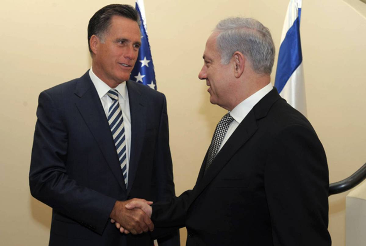 Mitt Romney and Prime Minister Netanyahu in early 2011.(Amos BenGershom/GPO via Getty Images)
