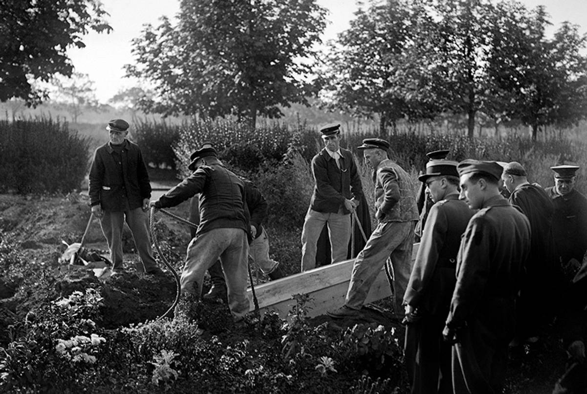 Joseph Darnand, head of the pro-Nazi police and commander of the Vichy French Milice, is buried in the cemetery of Thiais.(AFP/Getty Images)