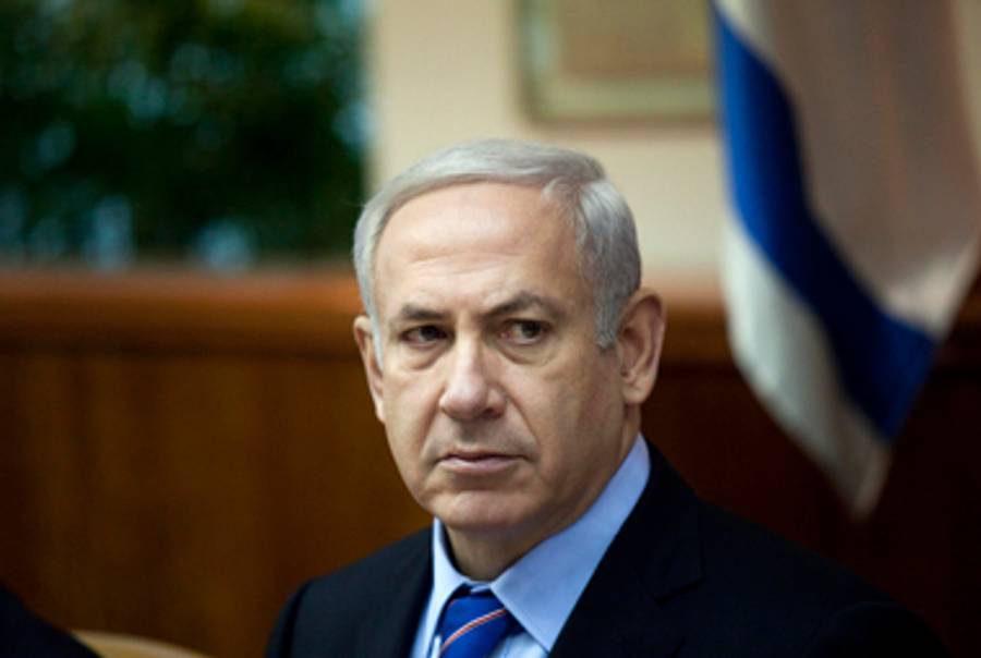 Prime Minister Netanyahu at a cabinet meeting yesterday.(Abir Sultan/AFP/Getty Images)