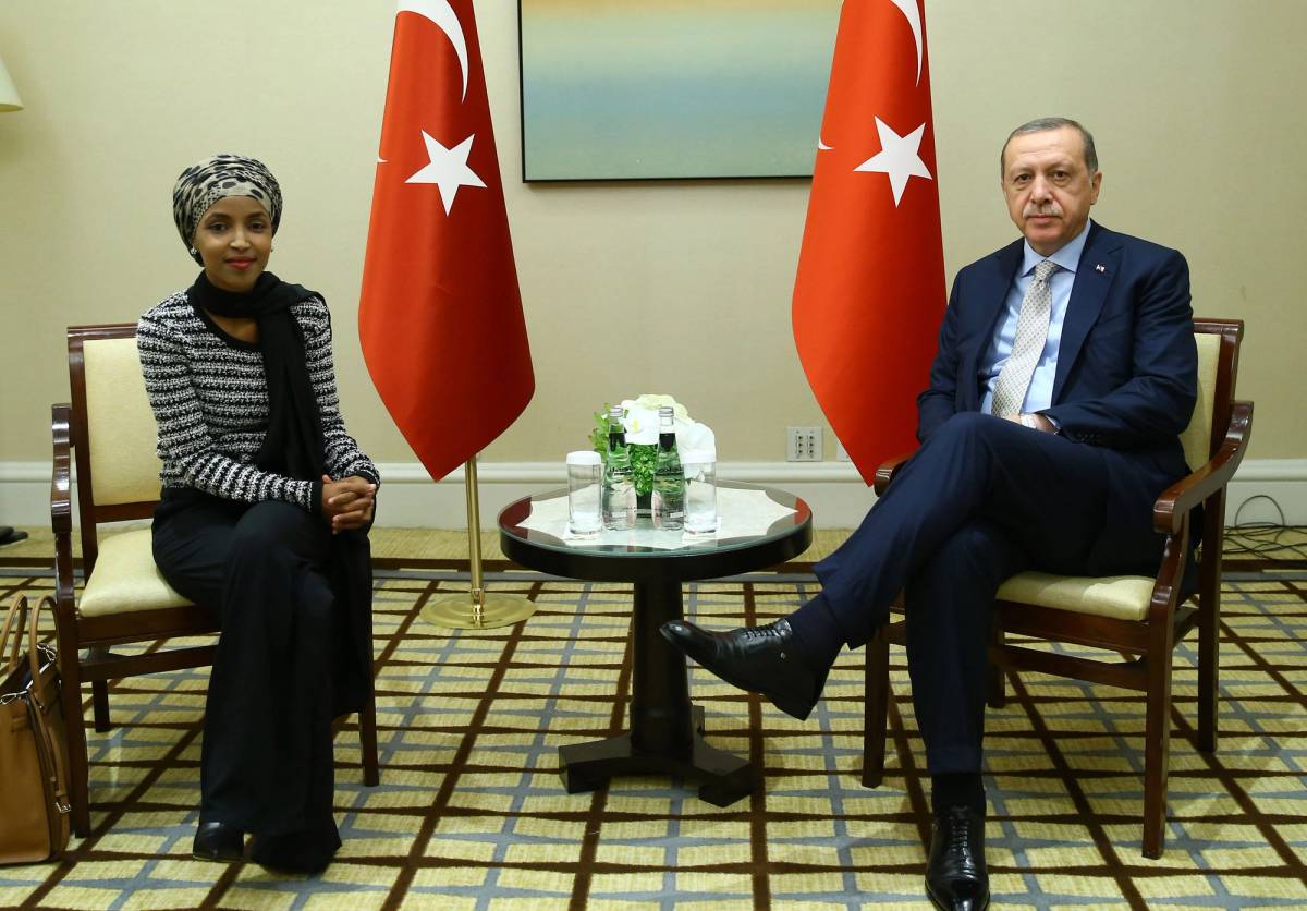 ‘Even as a Minnesota state representative Omar had close connections at the highest levels of Somalia’s political system.’ A 2017 meeting with Turkish President Recep Tayyip Erdogan in New York ahead of the 72nd session of the United Nations General Assembly.