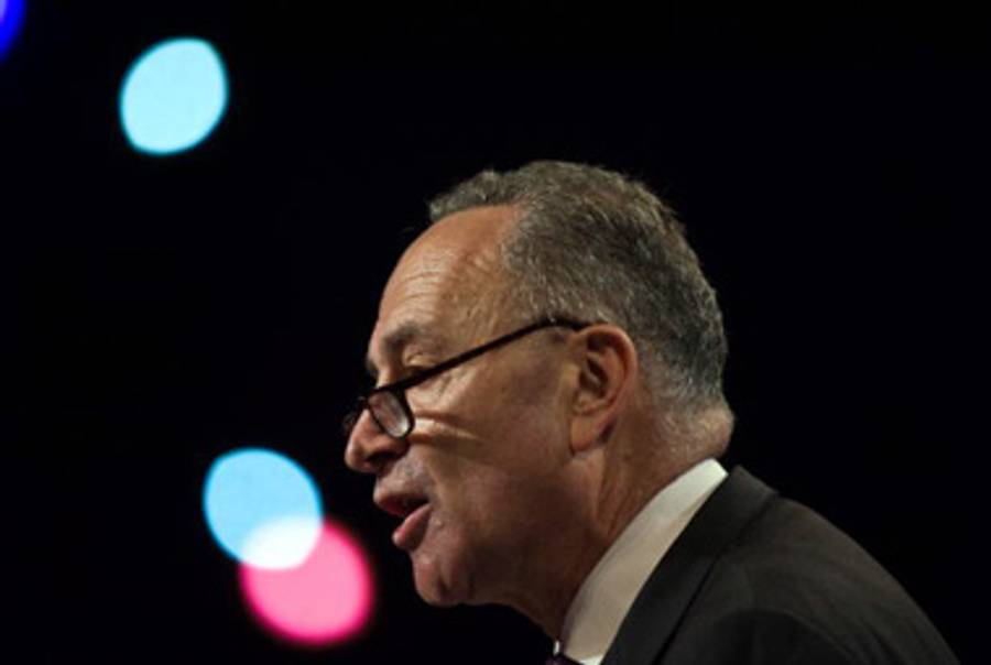 Sen. Charles Schumer addressing the AIPAC policy conference last month.(Nicholas Kamm/AFP/Getty Images)