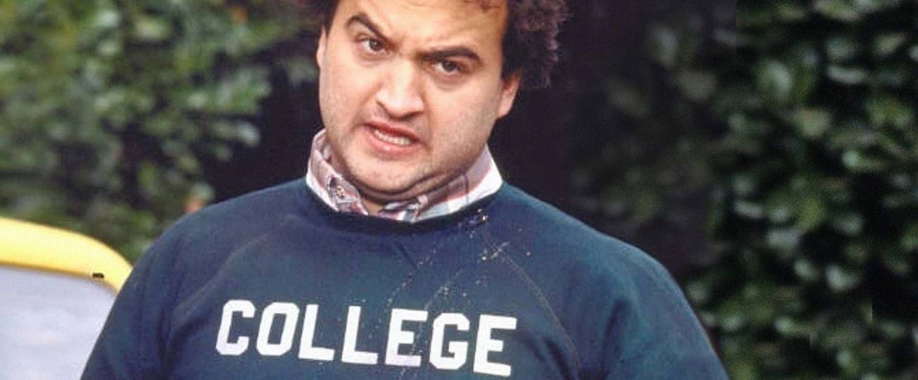 (Movie still of John Belushi in Animal House, Universal Pictures, 1978.)Animal House