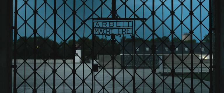The entrance gate of the former concentration camp in Dachau, Germany, August 18, 2013. 