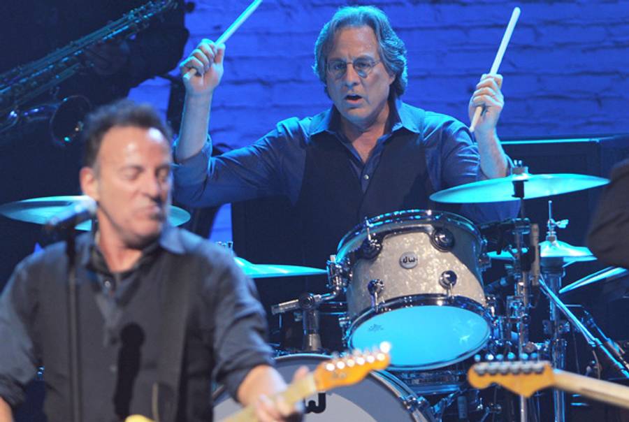 Max Weinberg and the Boss earlier this year at the Apollo.(Larry Busacca/Getty Images)
