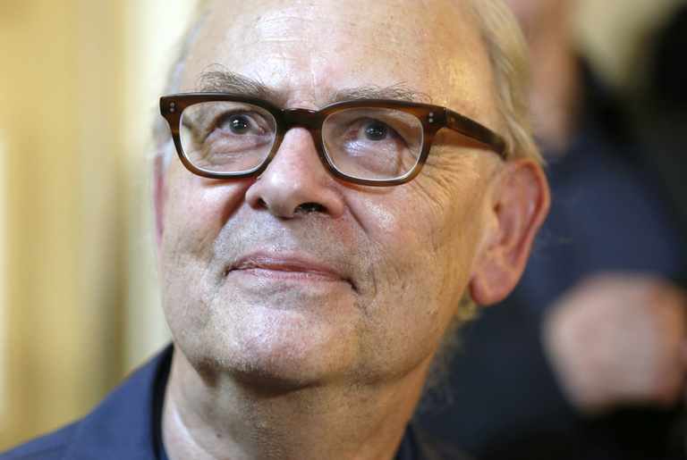 Patrick Modiano gives a press conference in Paris, on Oct. 9, 2014, following the announcement earlier in the day of his Nobel Literature Prize.(Thomas Samson/AFP/Getty Images)