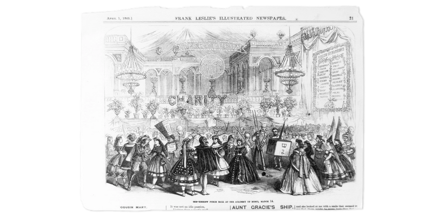 'The Hebrew Purim Ball at the Academy of Music,'  featured in Frank Leslie's illustrated newspaper, April 1, 1865
