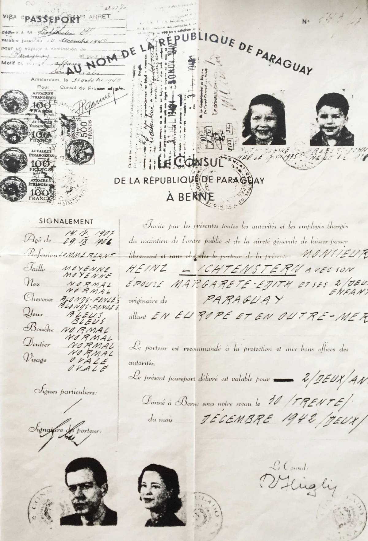 Lichtenstern family passport
