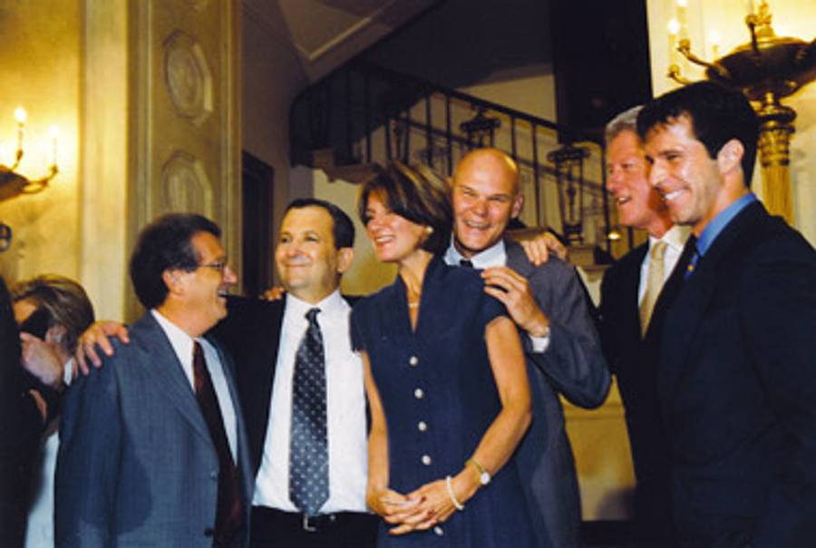 Stanley Greenberg, Ehud Barak, Mary Matalin, James Carville, Bill Clinton, and Jim Gerstein at the White House in July 1999, when Barak was Israel's prime minister.(Courtesy Jim Gerstein)
