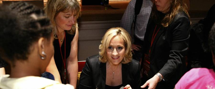 Author J.K. Rowling signs copies of her book 'Harry Potter and the Deathly Hallows'  at Carnegie Hall in New York City, 19 Oct. 2007. 