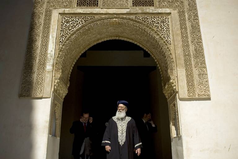 Shlomo Moshe Amar, the former Sephardi Chief Rabbi of Israel, during his visit to Granada's Alhambra on May 31, 2011, the first ever official visit by a Jewish religious leader to the Alhambra since an eviction decree against Spanish Jews was signed in 1492. (Jorge Guerrero/AFP/Getty Images)