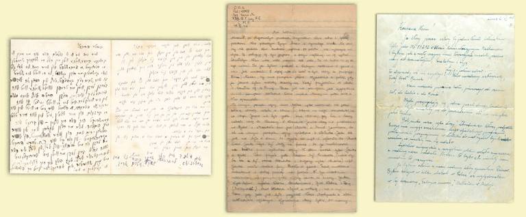 Left to right: Letters from Hirsch Brik, Tzipora Shapiro, and Bernard Zucker