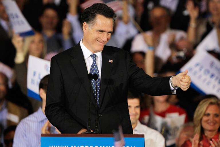Mitt Romney, victorious last night.(Joe Raedle/Getty Images)
