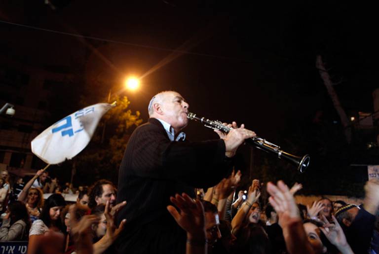 Outside the prime minister's residence last night.(Lior Mizrahi/Getty Images)