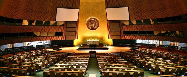 Inside the U.N. General Assembly. 