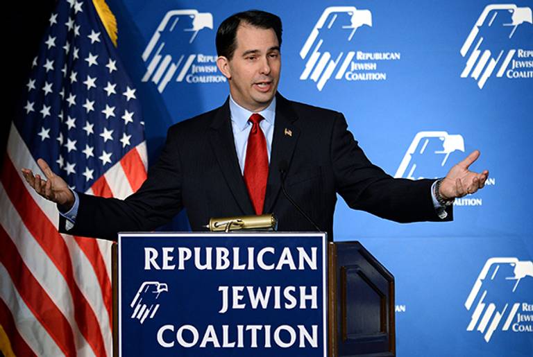 Wisconsin Gov. Scott Walker speaks during the Republican Jewish Coalition spring leadership meeting on March 29, 2014 in Las Vegas, Nevada. (Ethan Miller/Getty Images)